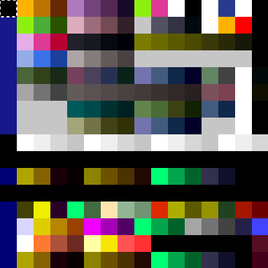 16x16 grid of colors representing the SNES CGRAM.